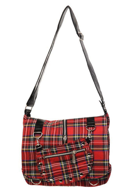 Lost Queen Red Tartan Messenger Bag Womens Emo Goth Handbag Purse BBN731RED Lost Queen Red Tartan Messenger Bag Womens Emo Goth Handbag Purse BBN731RED