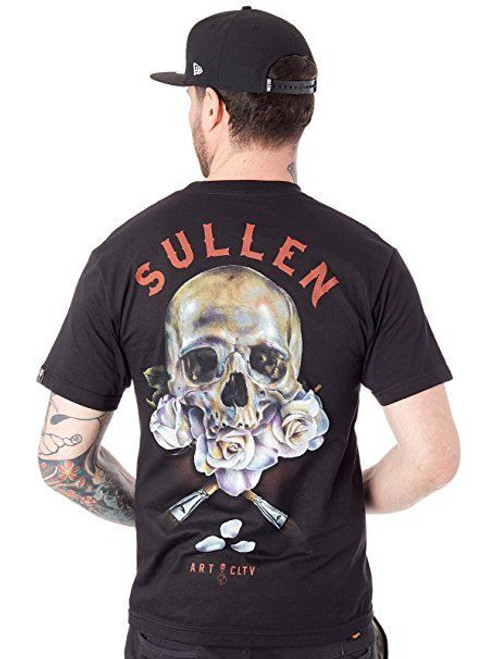 Sullen Clothing Pavia Badge Skull Roses Tattoo Adult Mens T Tee Shirt SCM1509 Sullen Clothing Pavia Badge Skull Roses Tattoo Adult Mens T Tee Shirt SCM1509