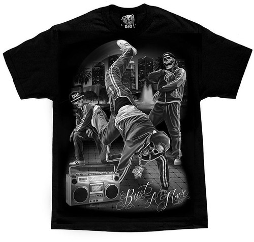 David Gonzales Art DGA Bust A Move Break Dancing Skeleton Adult Mens T Tee Shirt David Gonzales Art DGA Bust A Move Break Dancing Skeleton Adult Mens T Tee Shirt