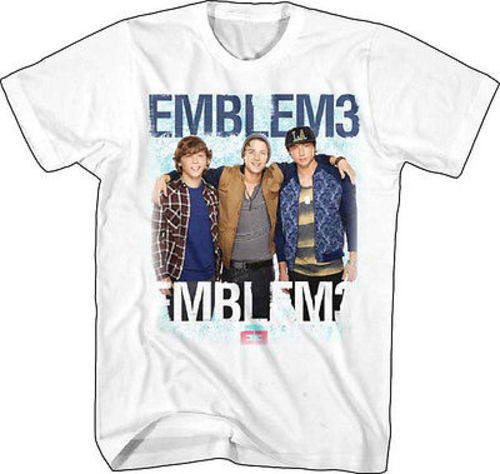 AUTHENTIC EMBLEM 3 GROUP PHOTO BOY BAND MUSIC UNISEX ADULT T SHIRT S M L XL 2XL
