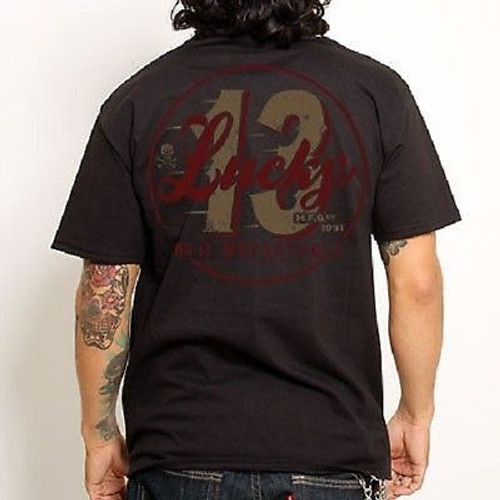 Lucky 13 Last Lap Vintage Look Hot Rod Motorcycle Racing Biker Tattoo T Shirt S Lucky 13 Last Lap Vintage Look Hot Rod Motorcycle Racing Biker Tattoo T Shirt S