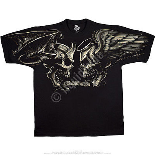 Good & Evil Heaven & Hell Skulls Goth Biker Punk Tattoo Fantasy T Tee Shirt Good & Evil Heaven & Hell Skulls Goth Biker Punk Tattoo Fantasy T Tee Shirt