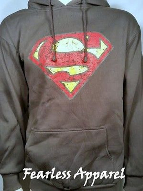 DC COMICS SUPERMAN CREST SHIELD DISTRESSED LOGO PULLOVER HOODIE SWEAT SHIRT M L DC COMICS SUPERMAN CREST SHIELD DISTRESSED LOGO PULLOVER HOODIE SWEAT SHIRT M L