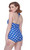 Esther Williams Classic Sheath Blue Polka Dot Pinup Retro Swimsuit One Piece Esther Williams Classic Sheath Blue Polka Dot Pinup Retro Swimsuit One Piece