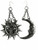 Restyle Crescent Moon & Sun Silver Gothic Punk Occult Witchy Jewelry Earrings