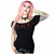 Kreepsville 666 Crossbones Skull Gothic Punk Horror Ruffle Top Shirt GTGXBR Kreepsville 666 Crossbones Skull Gothic Punk Horror Ruffle Top Shirt GTGXBR