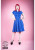 H&R LONDON POLKA DOT SWING 50'S PINUP PUNK ROCKABILLY BLUE VINTAGE PROM DRESS