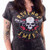 Lethal Angel Revenge is Sweet American Tour Skull Roses Biker V-Neck T Shirt Lethal Angel Revenge is Sweet American Tour Skull Roses Biker V-Neck T Shirt
