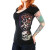 WOMENS LUCKY 13 SHADOW LADY SKULL ROSES TATTOO PUNK GOTH V NECK SHIRT S-2XL