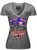 Lethal Angel USA Motorcycle American Flag Biker Punk Womens V-Neck Shirt LT20335