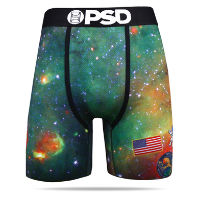PSD Space Camp 2.0 Galaxy Stars Planets USA Boxer Briefs Underwear  E21810077-GRN - Fearless Apparel