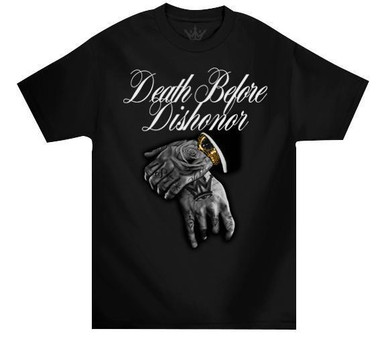 Mafioso Death B4 Dishonor Black Skate HipHop Crewneck Adult Mens T Tee Shirt