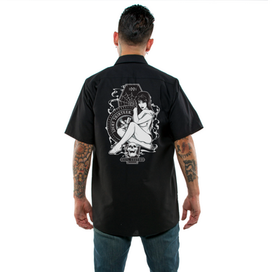 Lucky 13 Miss Trust Mistress Gothic Punk Horror Button Down