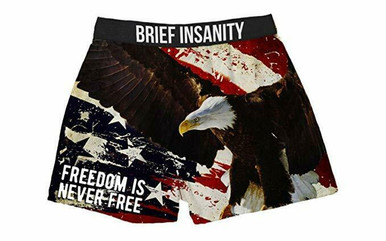 Brief Insanity Freedom is Never Free American Eagle Boxer Shorts