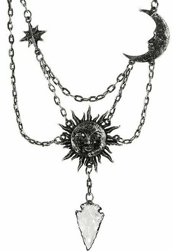 Restyle Crescent Moon Sun Quartz Goth Punk Occult Witch Silver Jewelry ...