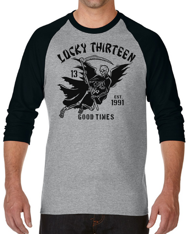 DEATH LONG SLEEVE T SHIRT baseball REAPER ROCK METAL BIKER