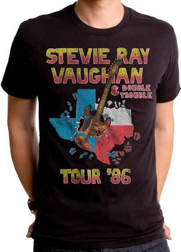 Stevie Ray Vaughan Tour 86 Double Trouble Classic Rock Music T