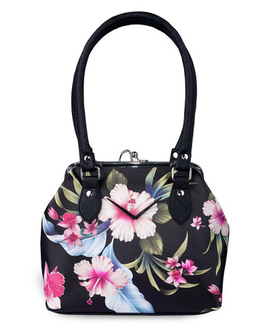 Liquor Brand Flamingos Floral Rockabilly Punk Crossbody Round Bag LB-ABRO-19002