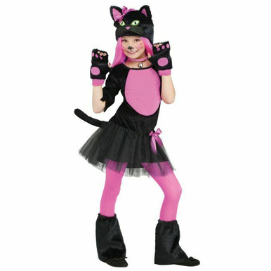 Girls Miss Kitty Cat Halloween Costume Set, Multi-Color, Fun World, Size: Medium