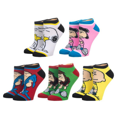 Peanuts Classic Charlie Woodstock Snoopy Lucy Womens 6 Pack Ankle Socks 