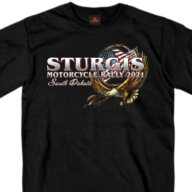 Hoop Eagle 2021 Sturgis Motorcycle Rally Bikers American Flag T Shirt  SPM1973