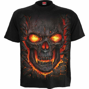 Spiral Direct Skull Lava Skeleton Fire Death Dark Fantasy Goth T Shirt M026M101