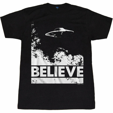 The X-Files I Want to Believe Flying Saucer UFO Skully Mulder TV T