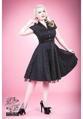 H&R LONDON POLKA DOT SWING 50'S PINUP PUNK ROCKABILLY BLACK VINTAGE ...