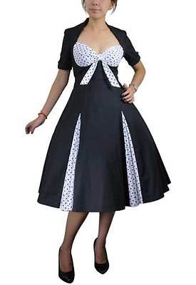 blue dress for baby girl Vintage inspired Tea Length Black 50s Prom Dress with Pockets 50s style  Bridesmaid Dress main image 1