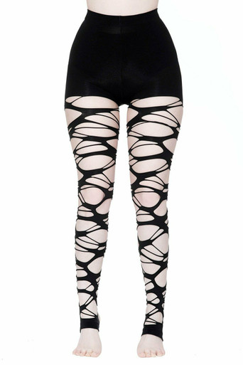 Killstar Carved Up Slashed Punk Goth Sexy Ripped Stockings Tights Ksra001720 Fearless Apparel