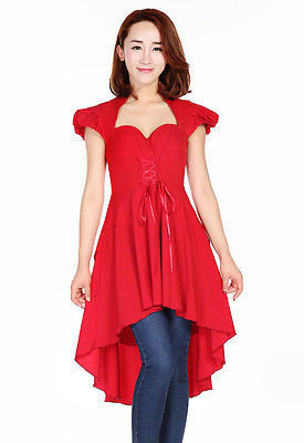 VICTORIAN ROMANCE TOP LONG DRESS RETRO VINTAGE RED LACE ROCKABILLY STYLE PINUP - Plus Size 26