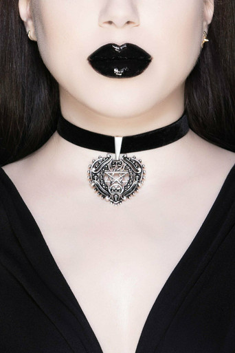 Killstar Lock N Load Padlock Pentagram Goth Wiccan Necklace Choker