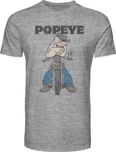 H3 Sportgear Popeye Motorcycle Biker Cartoon Distressed Grey T Shirt  TS06086POP