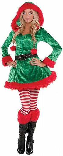Amscan Green Sassy Elf Dress Adult Halloween Christmas Holiday Christmas  Costume - Fearless Apparel