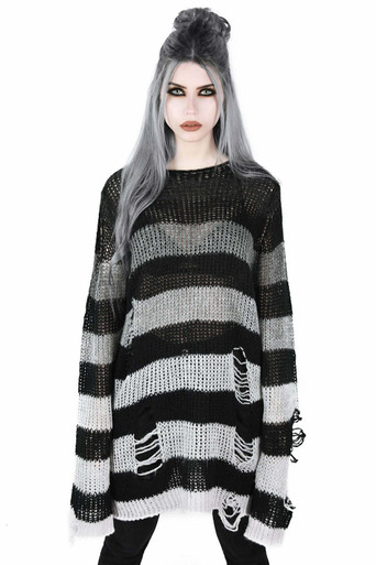 【KIXI】★(UNISEX) Stripe Heavyweight Oversize Knit Foidiccx Women Oversized Striped Sweater Color Block Long