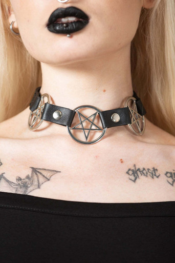 Killstar Lock N Load Padlock Pentagram Goth Wiccan Necklace Choker