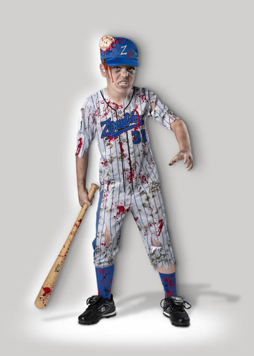 Boys Home Run Horror Baseball Player Halloween Scary Costume / New Small  6/7