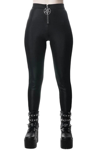 Killstar Sin With Me Disco Woman's Leggings Black Pentagram