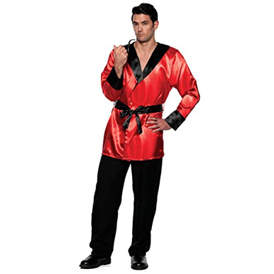 UNDERWRAPS Satin Smoking Jacket - Adult Halloween Costume for Men,  Red/Black Smoking Robe Outfit, Men's Hugh Cosplay Smoking Robe Costume,  XX-Large (50-52)