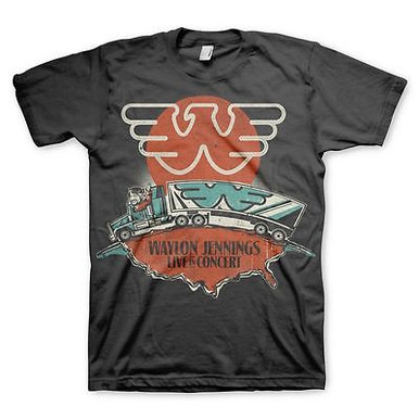 WAYLON JENNINGS LIVE IN CONCERT MUSIC BAND GUITAR CLASSIC BLACK T