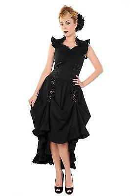 Lost Queen Black GOTHIC COPPER EMO PUNK ROCKER SCENE SEXY VICTORIAN DRESS - L Juniors