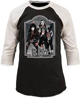 T-shirt Baseball Rock Manica Lunga – Kiss Stampato – Fruit Of The Loom, Unisex S-3XL
