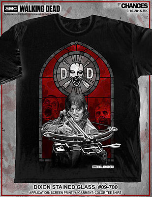 T-shirt Donna MAKAYA Nera Con Daryl Dixon Walking Dead - Zombie Evolution, Nuova
