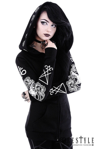 Restyle Ritual Emo Punk Ram Pentagrams Gothic Oversized Hood Adult ...