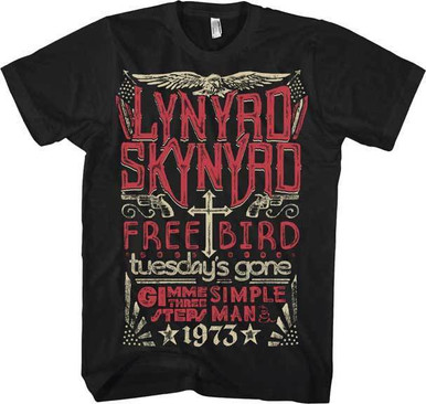 Lynyrd Skynyrd 1973 Hits Free Bird Music Band Adult Mens T Tee