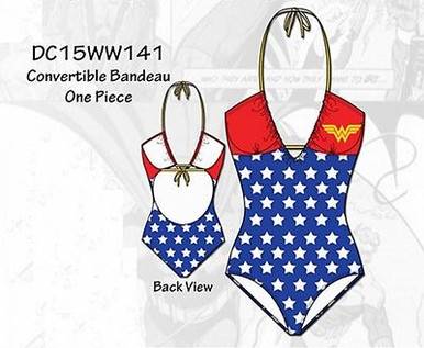 Summer '14 Wonder Woman Stars Logo 1 Piece Dc Comics Monokini Bathing Swim  Suit