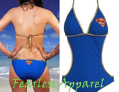 Womens DC Comics Superman/Batman Bikini/Monokini Swimwear Bathingsuit NWT  Small