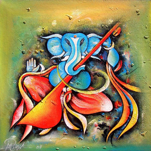 Ganesha playing the Veena 