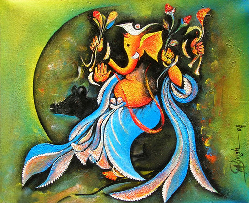 Ganesha on his rounds blessing