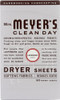 Mrs Meyers Clean Day: Dryer Sheets Lavender Scent, 80 Sheets